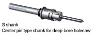 Center pin type shank for Deep-Bore holesaw